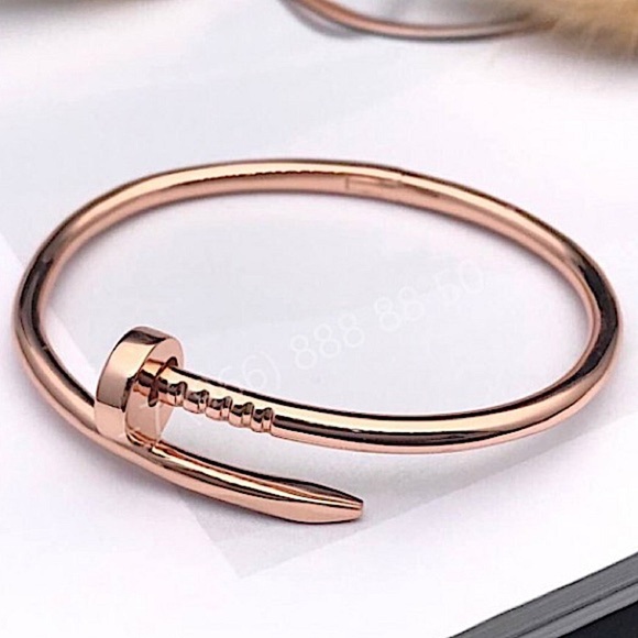 Rose Gold Nail Screw Bangle Bracelet - Picture 13 of 14